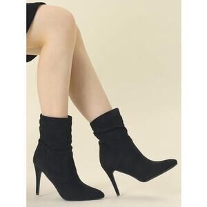 Allegra K dark charcoal grey slouch New size 9 pointed ankle booties